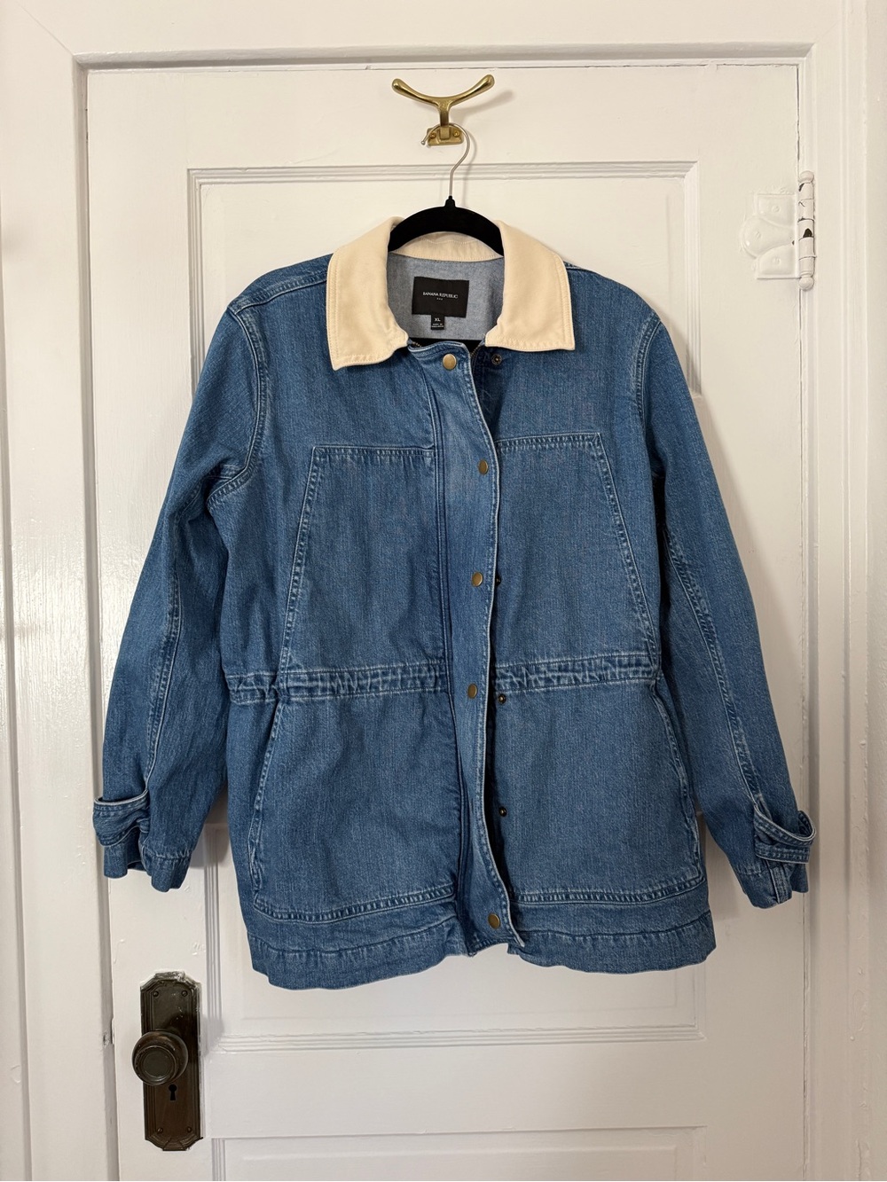 Banana Republic Blue Denim Jacket with Cream Collar